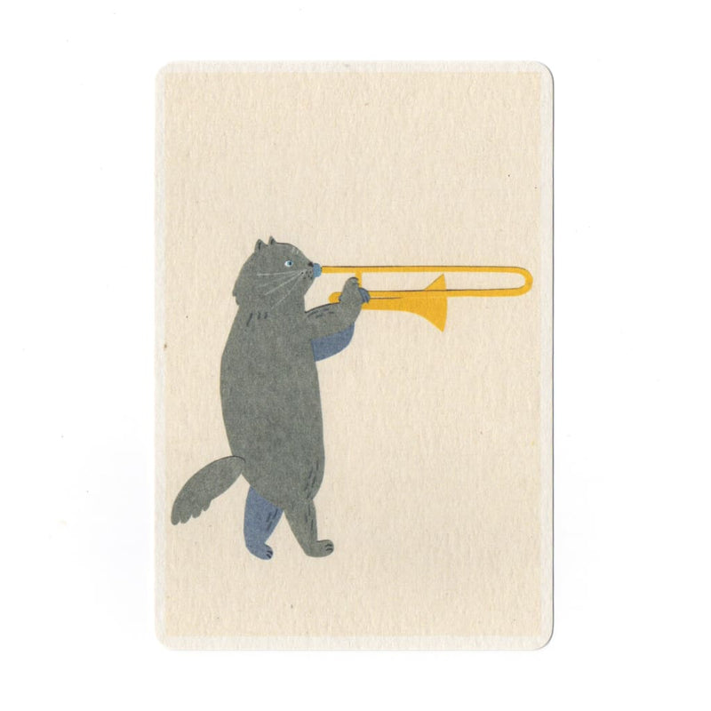 Trombone Cat Collage Print Postcard - Cards Japanese Stationery